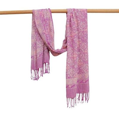 Alternate image for Handmade Batik Scarf - soft Cotton - Lavender Love