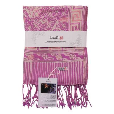 Alternate image for Handmade Batik Scarf - soft Cotton - Lavender Love