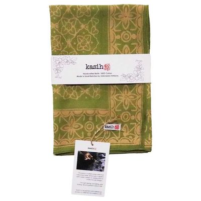 Alternate image for Hand Dyed Batik Bandana, 100% Soft Cotton, Lime Blossom, Green, Lime Cream