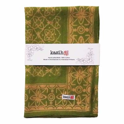 Alternate image for Hand Dyed Batik Bandana, 100% Soft Cotton, Lime Blossom, Green, Lime Cream