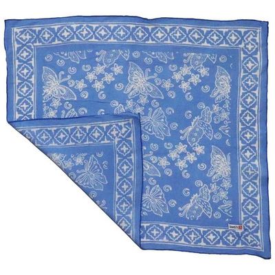 Alternate image for Hand Dyed Batik Bandana, 100% Soft Cotton, Azure Butterflies, Blue, Periwinkle