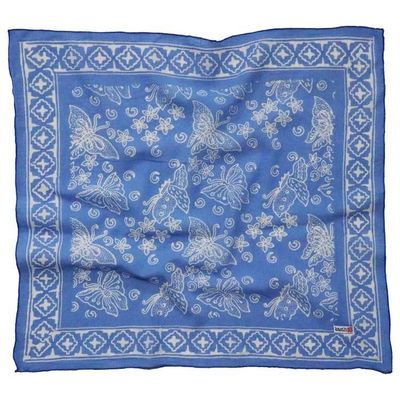 Alternate image for Hand Dyed Batik Bandana, 100% Soft Cotton, Azure Butterflies, Blue, Periwinkle