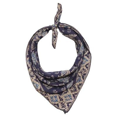 Alternate image for Hand Dyed Batik Bandana, 100% Soft Cotton, Bird Song, Gray, Grey, Blue