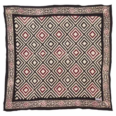 Alternate image for Hand Dyed Batik Bandana, 100% Soft Cotton, Ace of Diamond, Black, Red