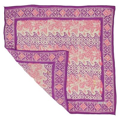 Alternate image for Hand Dyed Batik Bandana, 100% Soft Cotton, Vines in Purple Pink, Magenta, Hot Pink