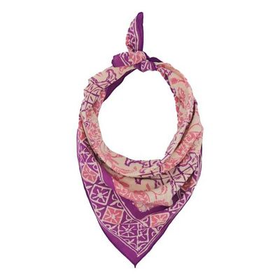 Alternate image for Hand Dyed Batik Bandana, 100% Soft Cotton, Vines in Purple Pink, Magenta, Hot Pink