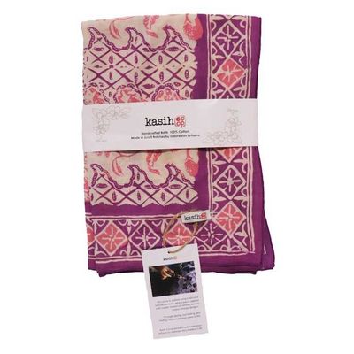 Alternate image for Hand Dyed Batik Bandana, 100% Soft Cotton, Vines in Purple Pink, Magenta, Hot Pink