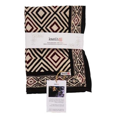 Alternate image for Hand Dyed Batik Bandana, 100% Soft Cotton, Ace of Diamond, Black, Red