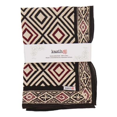 Alternate image for Hand Dyed Batik Bandana, 100% Soft Cotton, Ace of Diamond, Black, Red