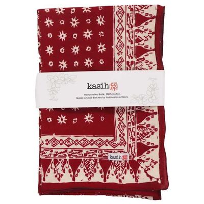Alternate image for Hand Dyed Batik Bandana, 100% Soft Cotton, Celebrations, Red