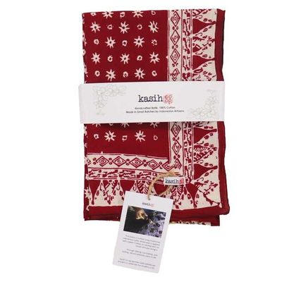 Alternate image for Hand Dyed Batik Bandana, 100% Soft Cotton, Celebrations, Red
