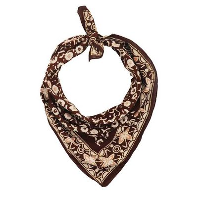Alternate image for Hand Dyed Batik Bandana, 100% Soft Cotton, Java Petals, Brown, Mocha