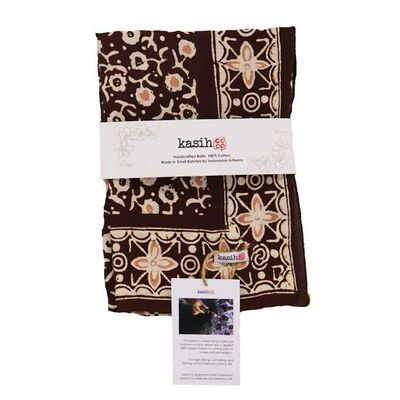 Alternate image for Hand Dyed Batik Bandana, 100% Soft Cotton, Java Petals, Brown, Mocha