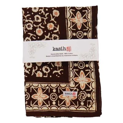 Alternate image for Hand Dyed Batik Bandana, 100% Soft Cotton, Java Petals, Brown, Mocha