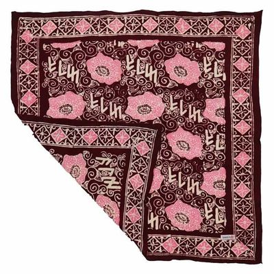 Alternate image for Hand Dyed Batik Bandana, Pink Corpse Flower, Giant Padma, Red, Pink