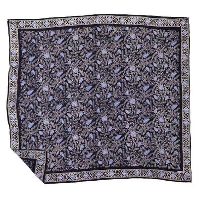 Alternate image for Large 39 Wild Rag Batik Bandana Blue Navy Foliage, 100% Soft Cotton, Hand Dyed Hair Cover Scarf