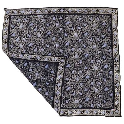 Alternate image for Large 39 Wild Rag Batik Bandana Blue Navy Foliage, 100% Soft Cotton, Hand Dyed Hair Cover Scarf