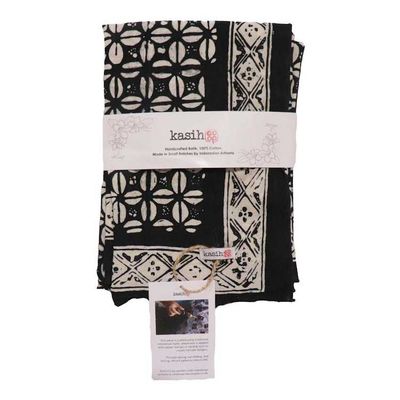 Alternate image for Large 39 Hand Dyed Batik Bandana, 100% Soft Cotton, Horn Beetle, Black White