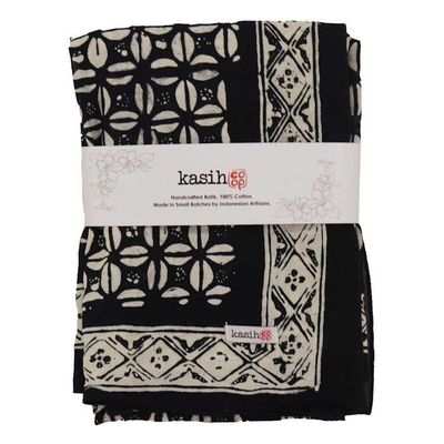 Alternate image for Large 39 Hand Dyed Batik Bandana, 100% Soft Cotton, Horn Beetle, Black White