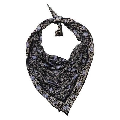 Alternate image for Large 39 Wild Rag Batik Bandana Blue Navy Foliage, 100% Soft Cotton, Hand Dyed Hair Cover Scarf