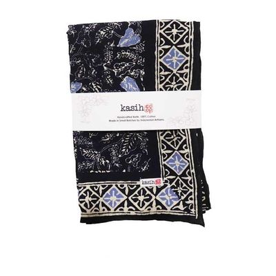 Alternate image for Large 39 Wild Rag Batik Bandana Blue Navy Foliage, 100% Soft Cotton, Hand Dyed Hair Cover Scarf