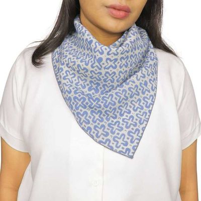 Alternate image for Indigo Botanically Dyed Batik Bandana, Natural Dye, Indigo Cross, Blue