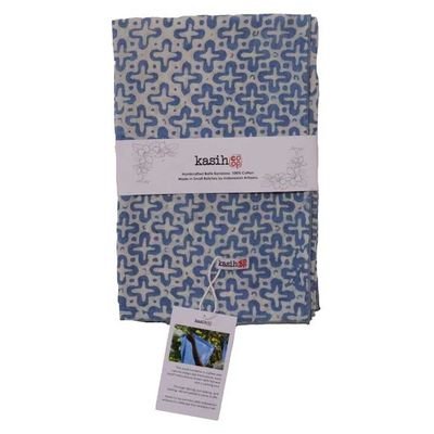 Alternate image for Indigo Botanically Dyed Batik Bandana, Natural Dye, Indigo Cross, Blue