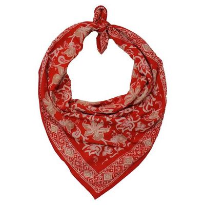 Alternate image for Large 39 Hand Dyed Batik Bandana, 100% Soft Cotton, Fiery Flora