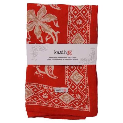 Alternate image for Large 39 Hand Dyed Batik Bandana, 100% Soft Cotton, Fiery Flora