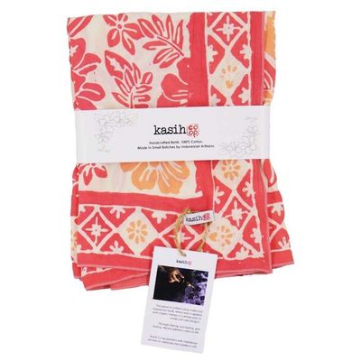 Alternate image for Large 39 Hand Dyed Batik Bandana, 100% Soft Cotton, Pink Bloom