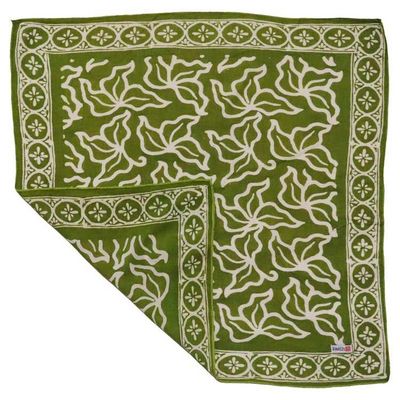 Alternate image for Hand Dyed Batik Bandana, 100% Soft Cotton, Jade Jungle in Olive