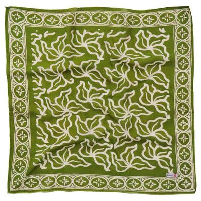 Alternate image for Hand Dyed Batik Bandana, 100% Soft Cotton, Jade Jungle in Olive