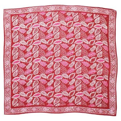 Alternate image for Large 39 Hand Dyed Batik Bandana, 100% Soft Cotton, Peach Coral Leaf