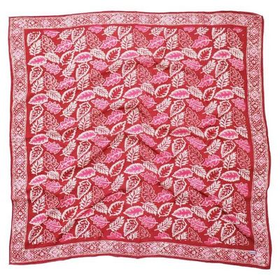 Alternate image for Large 39 Hand Dyed Batik Bandana, 100% Soft Cotton, Peach Coral Leaf
