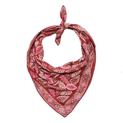 Alternate image for Large 39 Hand Dyed Batik Bandana, 100% Soft Cotton, Peach Coral Leaf