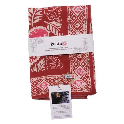 Alternate image for Large 39 Hand Dyed Batik Bandana, 100% Soft Cotton, Peach Coral Leaf