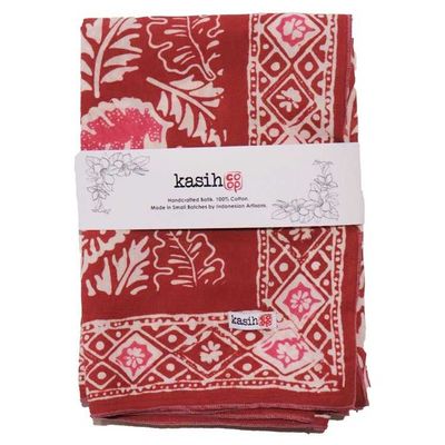 Alternate image for Large 39 Hand Dyed Batik Bandana, 100% Soft Cotton, Peach Coral Leaf