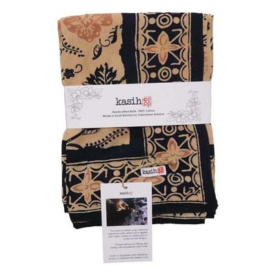 Alternate image for Large 39 Hand Dyed Batik Bandana, 100% Soft Cotton, Cream Blue, Woven Meadow,