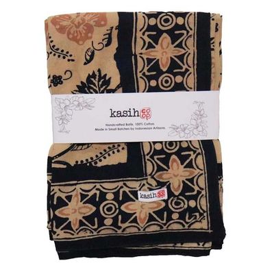 Alternate image for Large 39 Hand Dyed Batik Bandana, 100% Soft Cotton, Cream Blue, Woven Meadow,