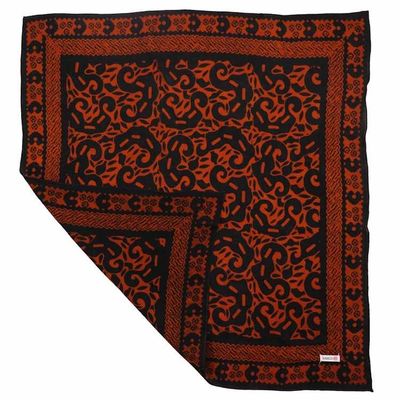 Alternate image for Hand Dyed Batik Bandana, 100% Soft Cotton, Panther Paws, Black, Brown, Orange