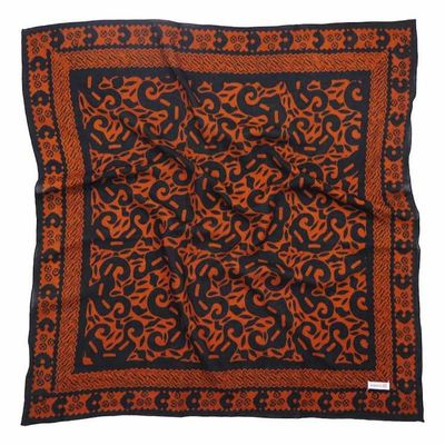Alternate image for Hand Dyed Batik Bandana, 100% Soft Cotton, Panther Paws, Black, Brown, Orange