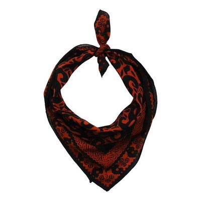 Alternate image for Hand Dyed Batik Bandana, 100% Soft Cotton, Panther Paws, Black, Brown, Orange