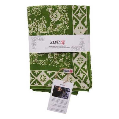 Alternate image for Large 39 Hand Dyed Batik Bandana, 100% Soft Cotton, Green Serenity