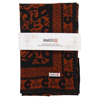 Alternate image for Hand Dyed Batik Bandana, 100% Soft Cotton, Panther Paws, Black, Brown, Orange