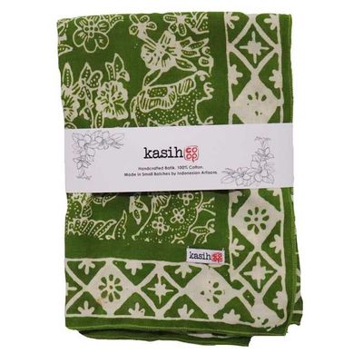 Alternate image for Large 39 Hand Dyed Batik Bandana, 100% Soft Cotton, Green Serenity