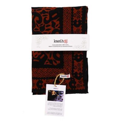Alternate image for Hand Dyed Batik Bandana, 100% Soft Cotton, Panther Paws, Black, Brown, Orange