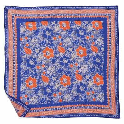 Alternate image for Hand Dyed Batik Bandana, 100% Soft Cotton, Sunset Sky, Blue, Orange