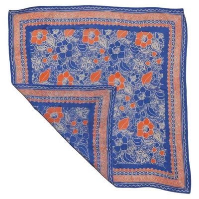 Alternate image for Hand Dyed Batik Bandana, 100% Soft Cotton, Sunset Sky, Blue, Orange