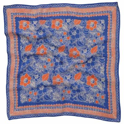 Alternate image for Hand Dyed Batik Bandana, 100% Soft Cotton, Sunset Sky, Blue, Orange