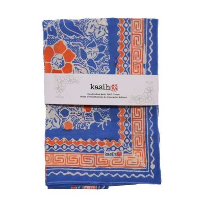 Alternate image for Hand Dyed Batik Bandana, 100% Soft Cotton, Sunset Sky, Blue, Orange